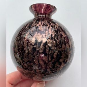 Glass brown and bronze aventurine bulb vase.